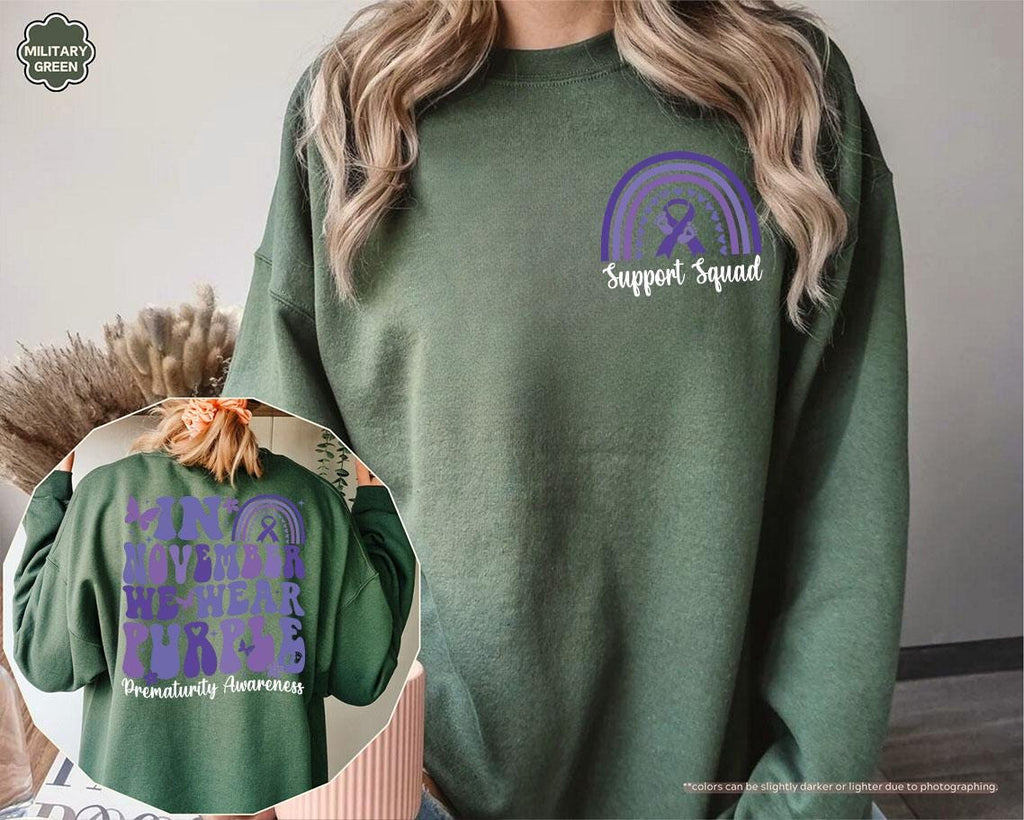 In November We Wear Purple Sweatshirt, Cancer Support Hoodie, Prematurity Awareness Sweatshirt, Preemie Mom Gift, Prematurity Support Hoodie