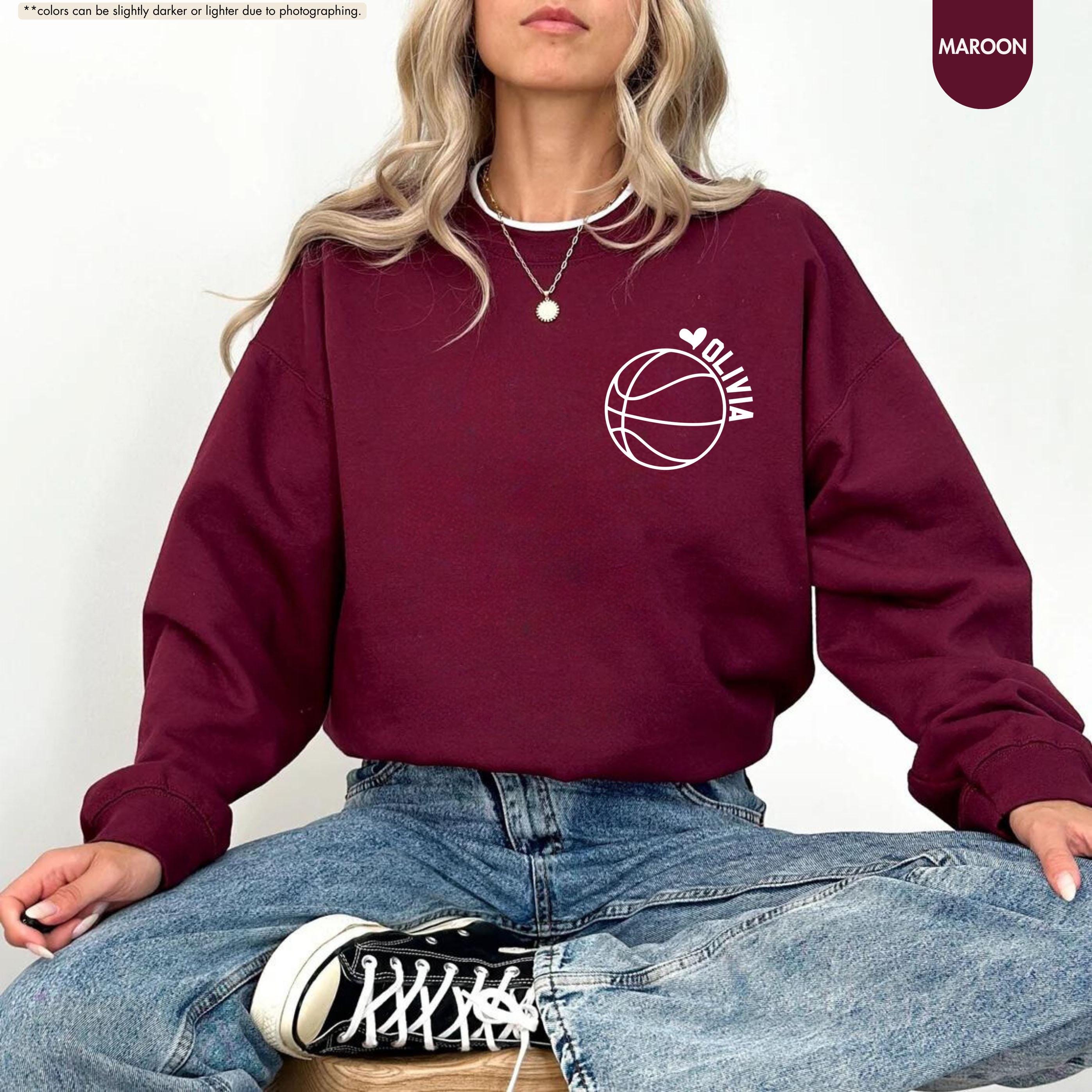 Custom Basketball Sweatshirt, Personalized Name Basketball Sweater, Team Basketball Gift, Women Basketball Hoodie, Basketball Mom Sweatshirt