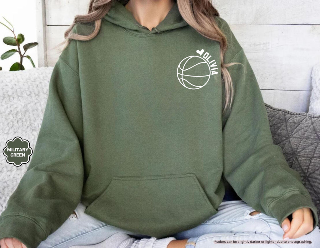 Custom Basketball Sweatshirt, Personalized Name Basketball Sweater, Team Basketball Gift, Women Basketball Hoodie, Basketball Mom Sweatshirt