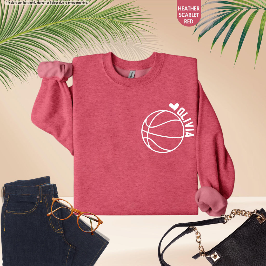 Custom Basketball Sweatshirt, Personalized Name Basketball Sweater, Team Basketball Gift, Women Basketball Hoodie, Basketball Mom Sweatshirt
