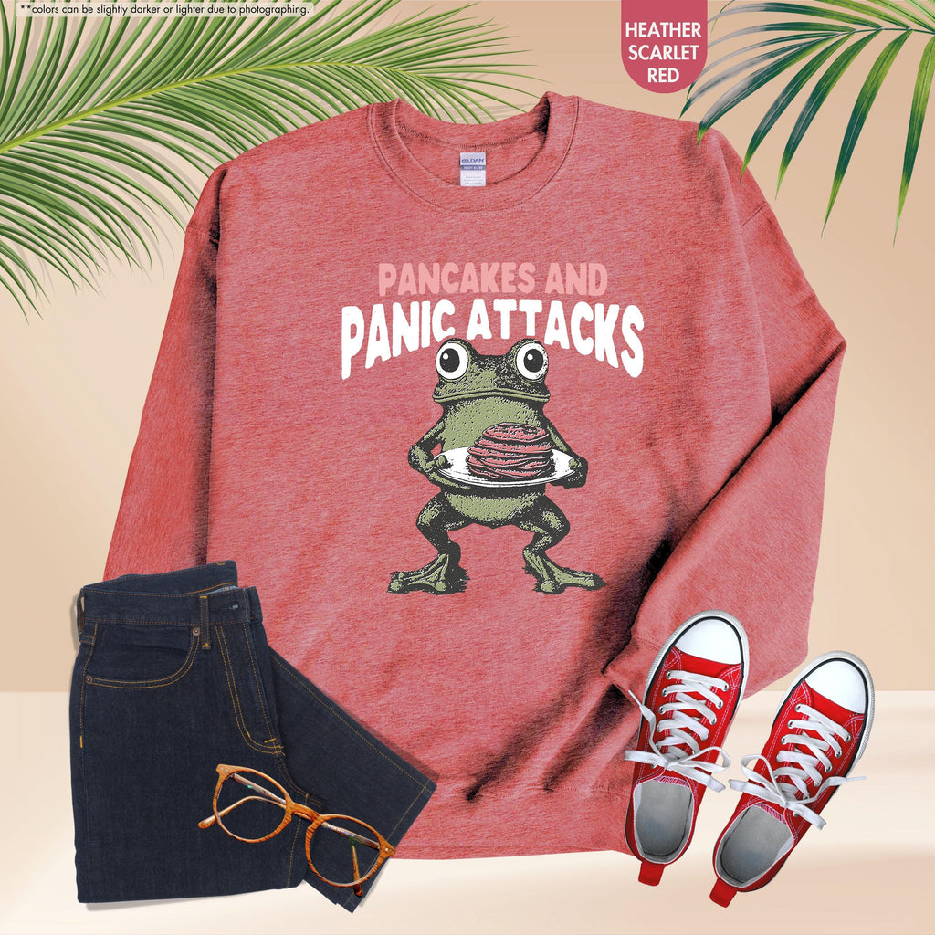 Sarcastic Mental Health Sweatshirt, Pancakes And Panic Attacks, Mental Health Gift, Anxiety Sweatshirt, Funny Women Gift, Funny Frog Sweater
