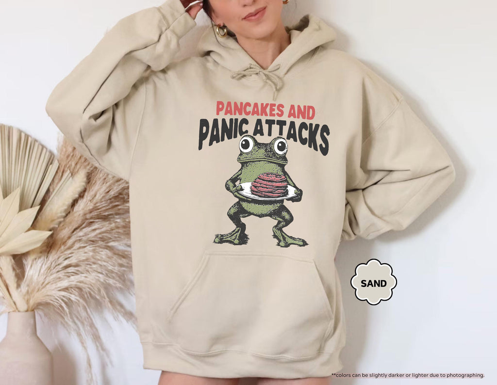Sarcastic Mental Health Sweatshirt, Pancakes And Panic Attacks, Mental Health Gift, Anxiety Sweatshirt, Funny Women Gift, Funny Frog Sweater