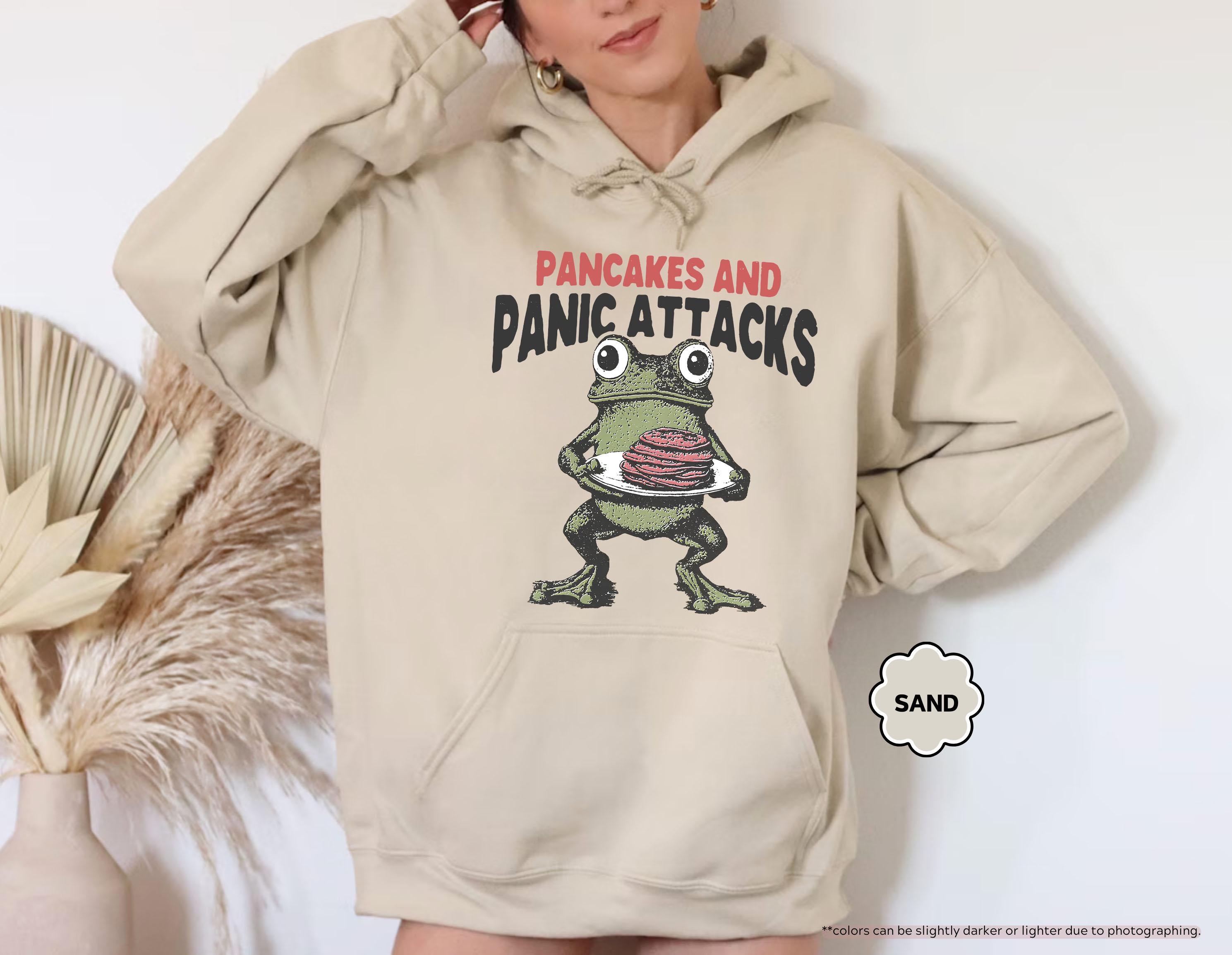 Sarcastic Mental Health Sweatshirt, Pancakes And Panic Attacks, Mental Health Gift, Anxiety Sweatshirt, Funny Women Gift, Funny Frog Sweater