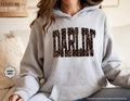 Leopard Darlin' Hoodie, Western Sweatshirt for Women, Southern Style Crewneck, Checkered Cowgirl Hoodie, Country Music Concert Sweatshirt