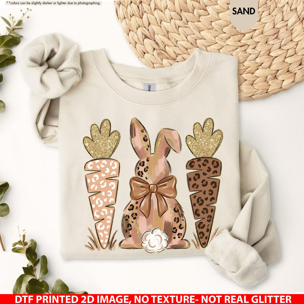 Coquette Easter Bunny Sweatshirt, Leopard Easter Bunny Hoodie, Easter Carrot Crewneck, Preppy Spring Hoodie, Easter Gift, Not Real Glitter