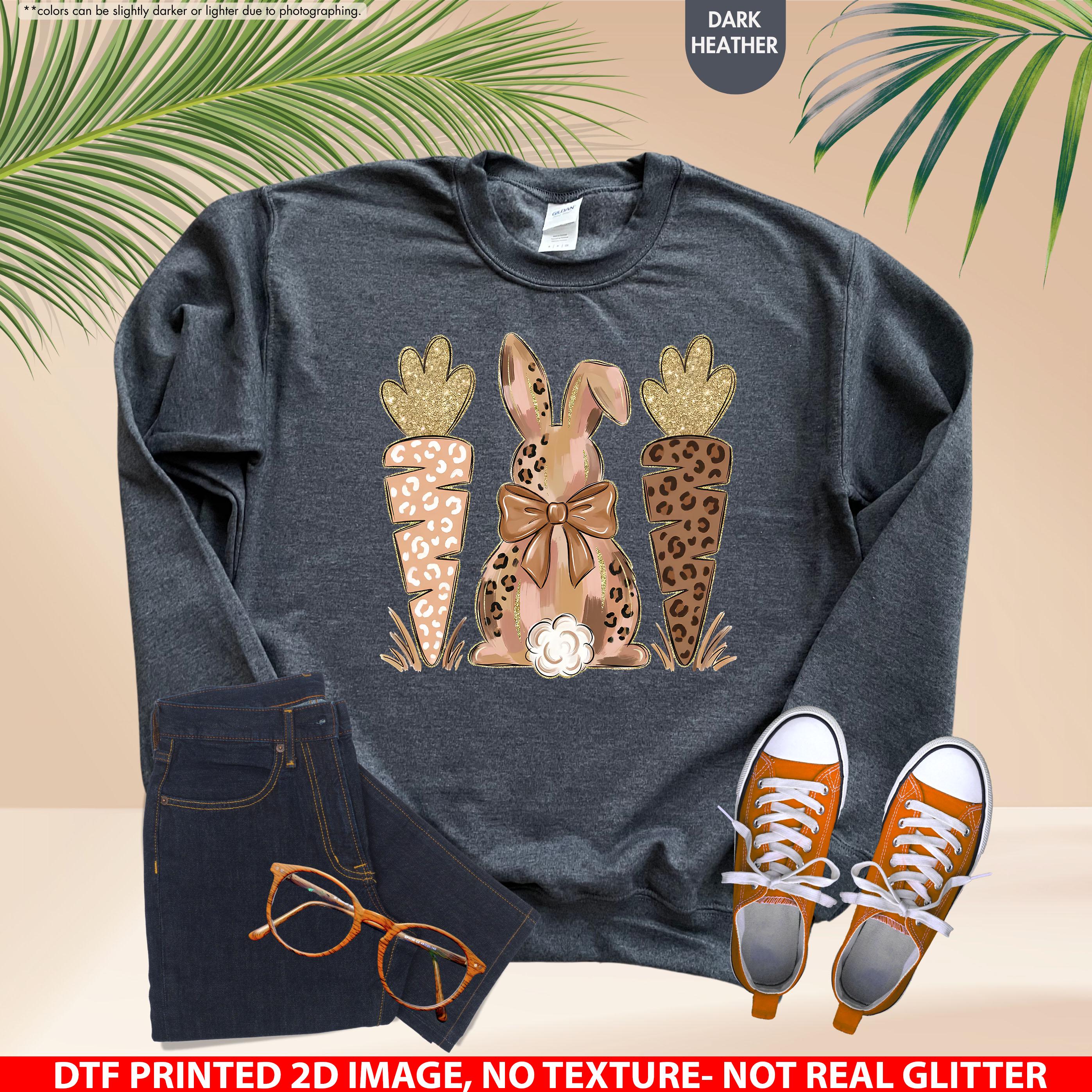 Coquette Easter Bunny Sweatshirt, Leopard Easter Bunny Hoodie, Easter Carrot Crewneck, Preppy Spring Hoodie, Easter Gift, Not Real Glitter
