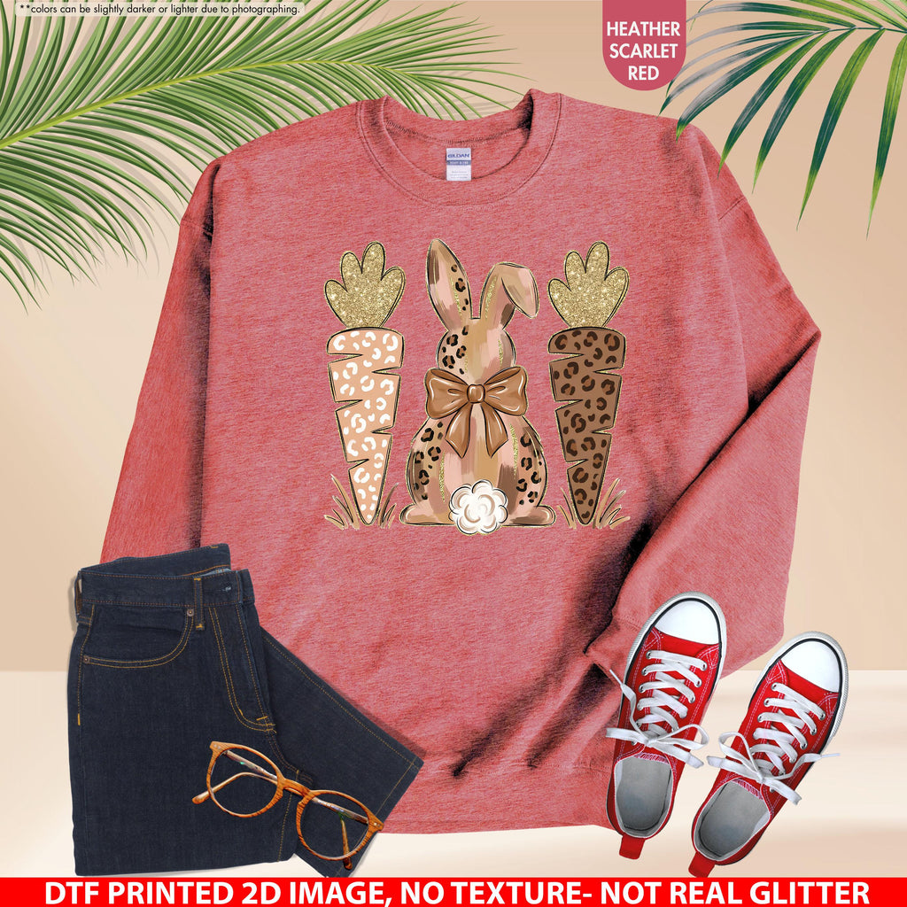 Coquette Easter Bunny Sweatshirt, Leopard Easter Bunny Hoodie, Easter Carrot Crewneck, Preppy Spring Hoodie, Easter Gift, Not Real Glitter