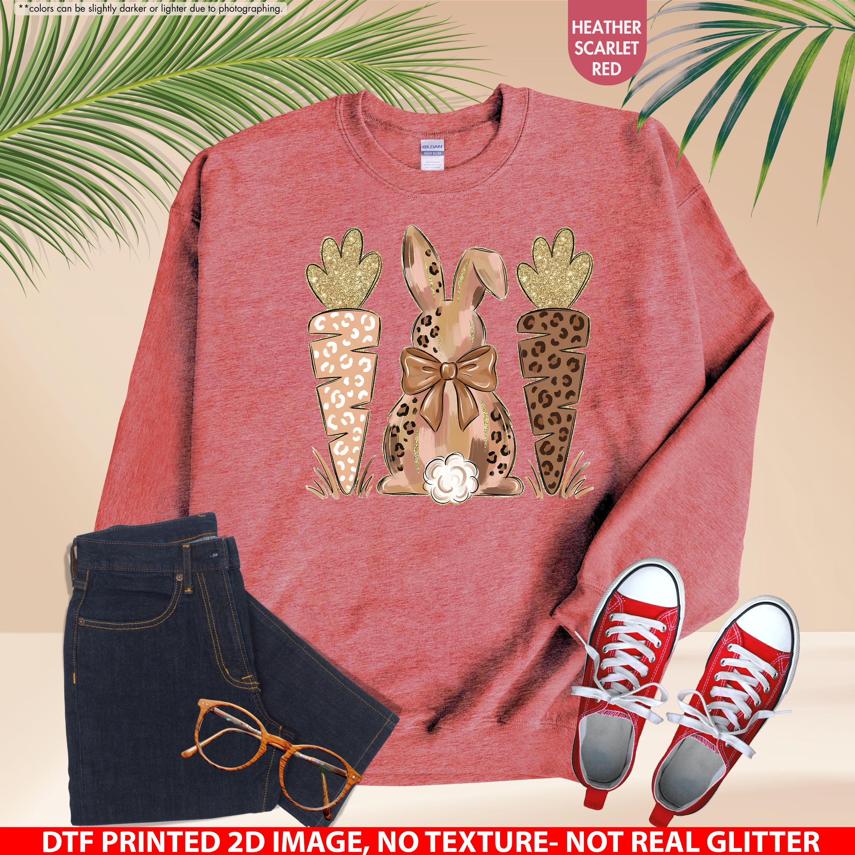 Coquette Easter Bunny Sweatshirt, Leopard Easter Bunny Hoodie, Easter Carrot Crewneck, Preppy Spring Hoodie, Easter Gift, Not Real Glitter