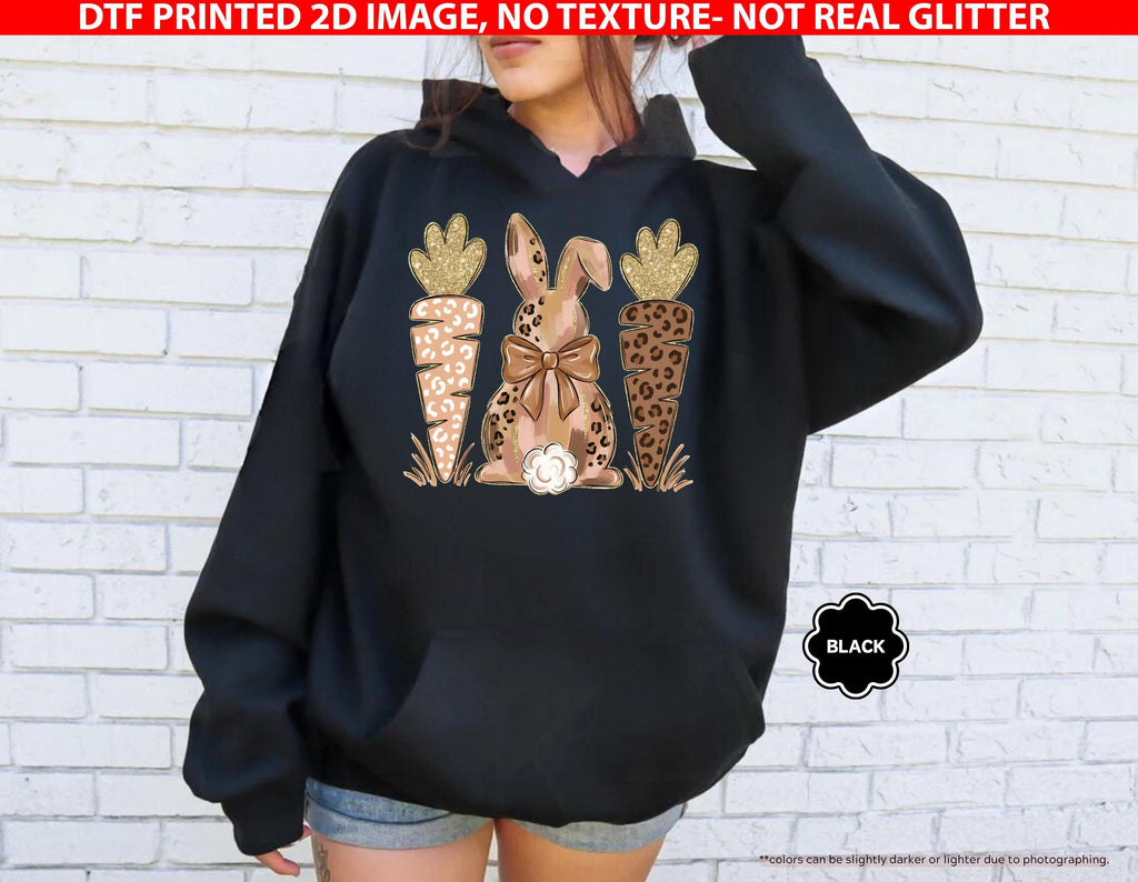 Coquette Easter Bunny Sweatshirt, Leopard Easter Bunny Hoodie, Easter Carrot Crewneck, Preppy Spring Hoodie, Easter Gift, Not Real Glitter