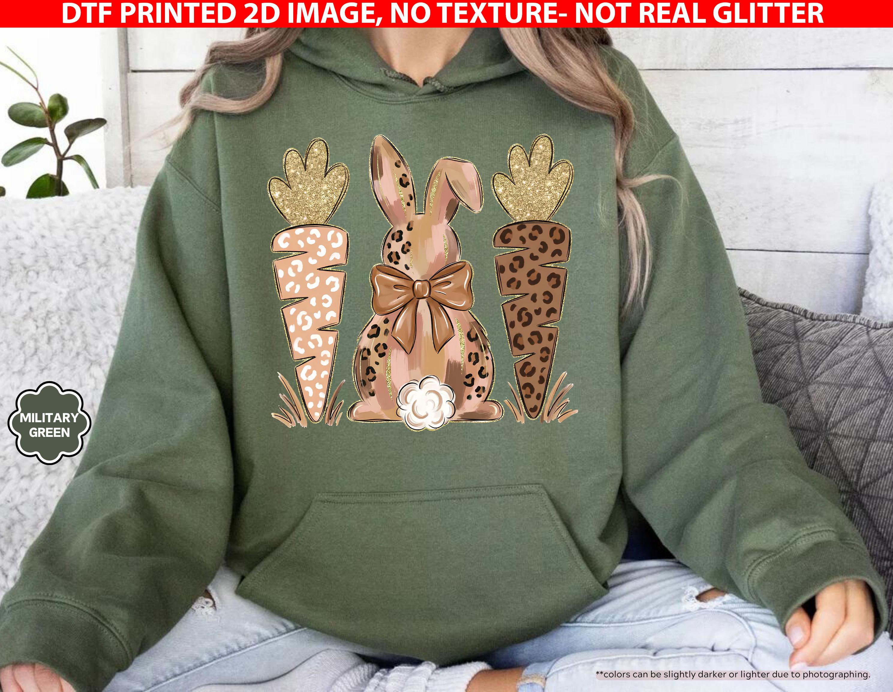 Coquette Easter Bunny Sweatshirt, Leopard Easter Bunny Hoodie, Easter Carrot Crewneck, Preppy Spring Hoodie, Easter Gift, Not Real Glitter