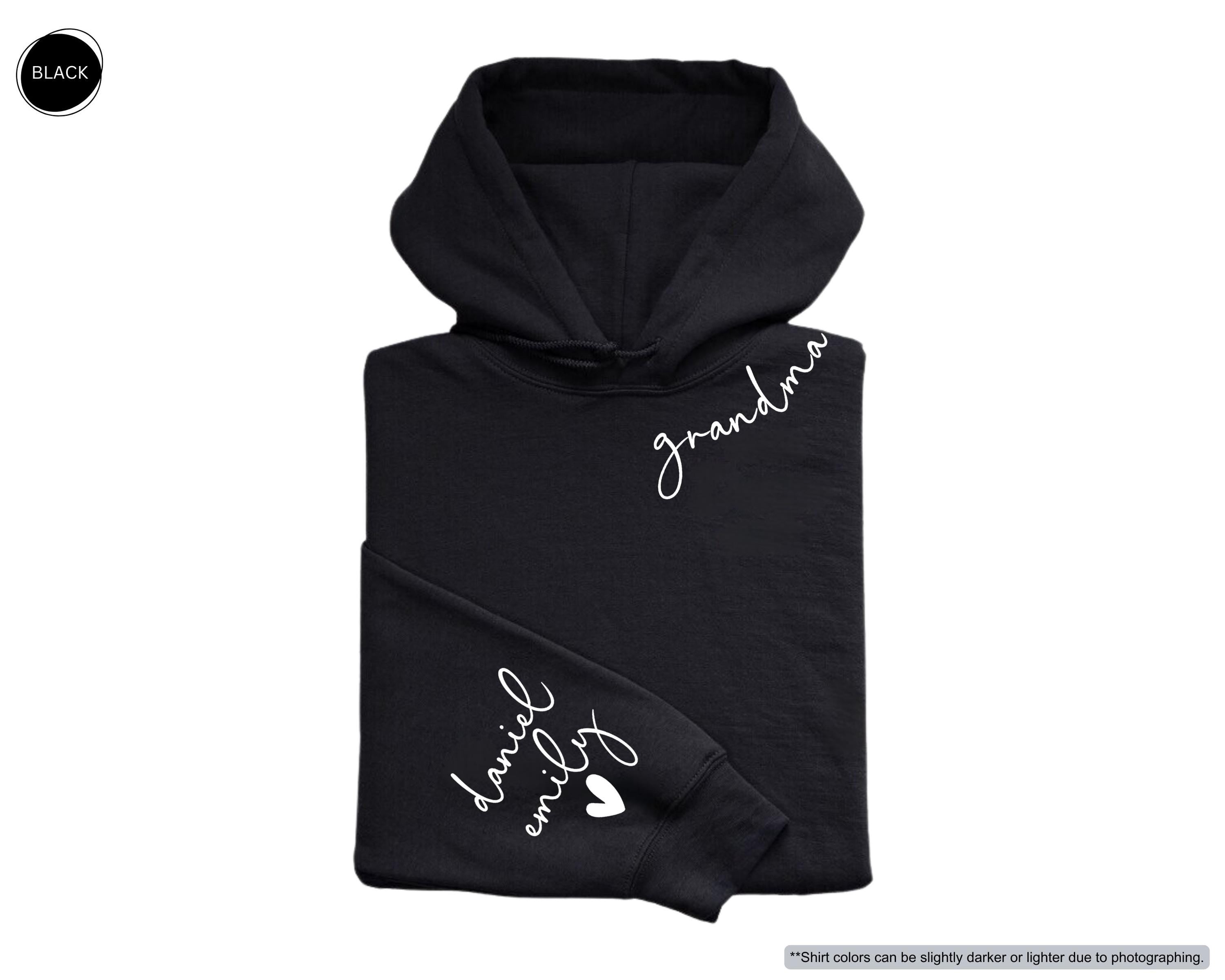 Personalized Mama Hoodie with Kids Names on Sleeve, Custom Grandma Sweatshirt, Mother's Day Gift, Grandkids Name Apparel, New Mom Crewneck