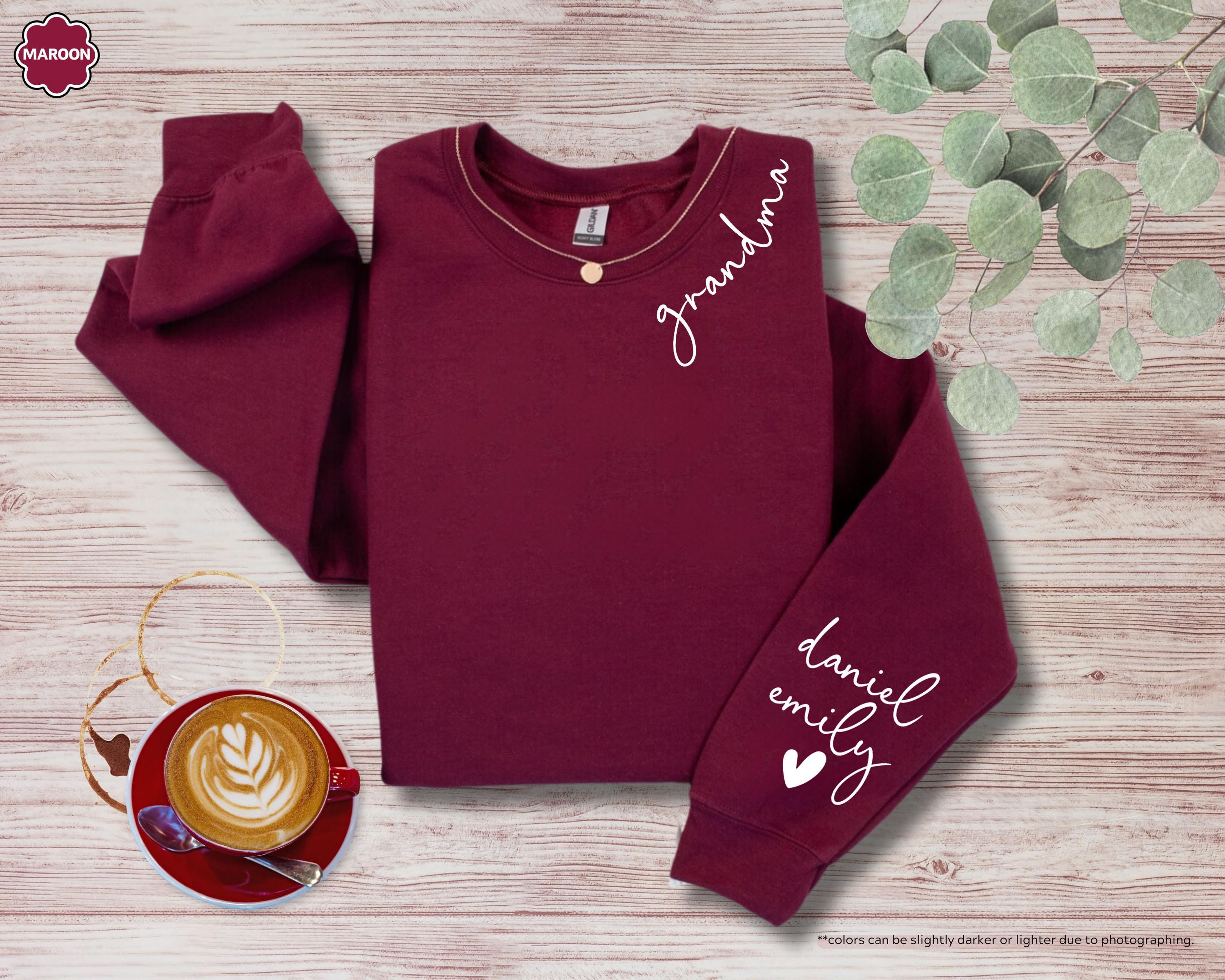 Personalized Mama Hoodie with Kids Names on Sleeve, Custom Grandma Sweatshirt, Mother's Day Gift, Grandkids Name Apparel, New Mom Crewneck