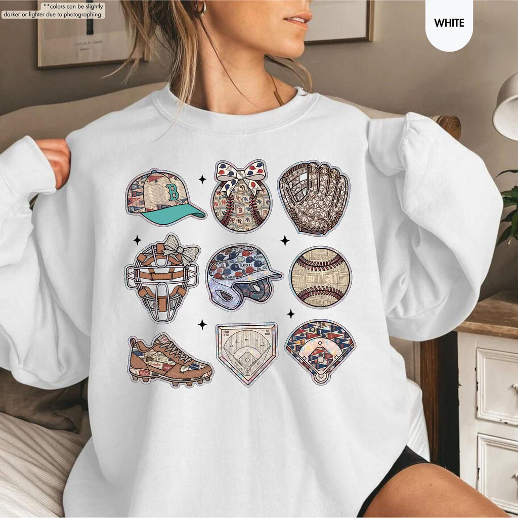 Baseball Sweatshirt, Coquette Baseball Bow Hoodie, Game Day Crewneck, Baseball Mom Gift, Baseball Fan Apparel, Baseball Season Sweatshirt