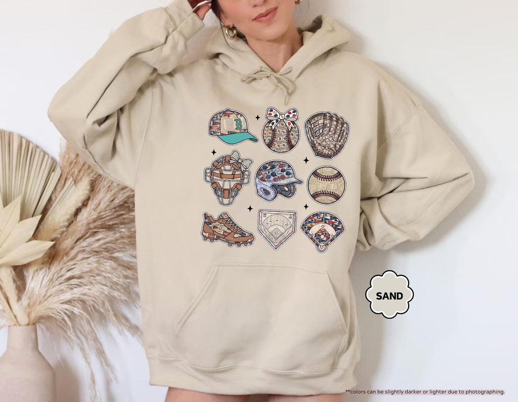 Baseball Sweatshirt, Coquette Baseball Bow Hoodie, Game Day Crewneck, Baseball Mom Gift, Baseball Fan Apparel, Baseball Season Sweatshirt