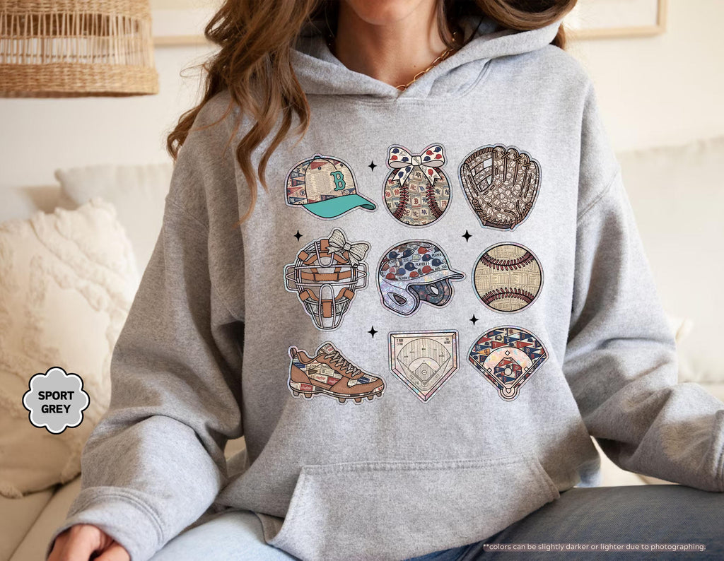 Baseball Sweatshirt, Coquette Baseball Bow Hoodie, Game Day Crewneck, Baseball Mom Gift, Baseball Fan Apparel, Baseball Season Sweatshirt