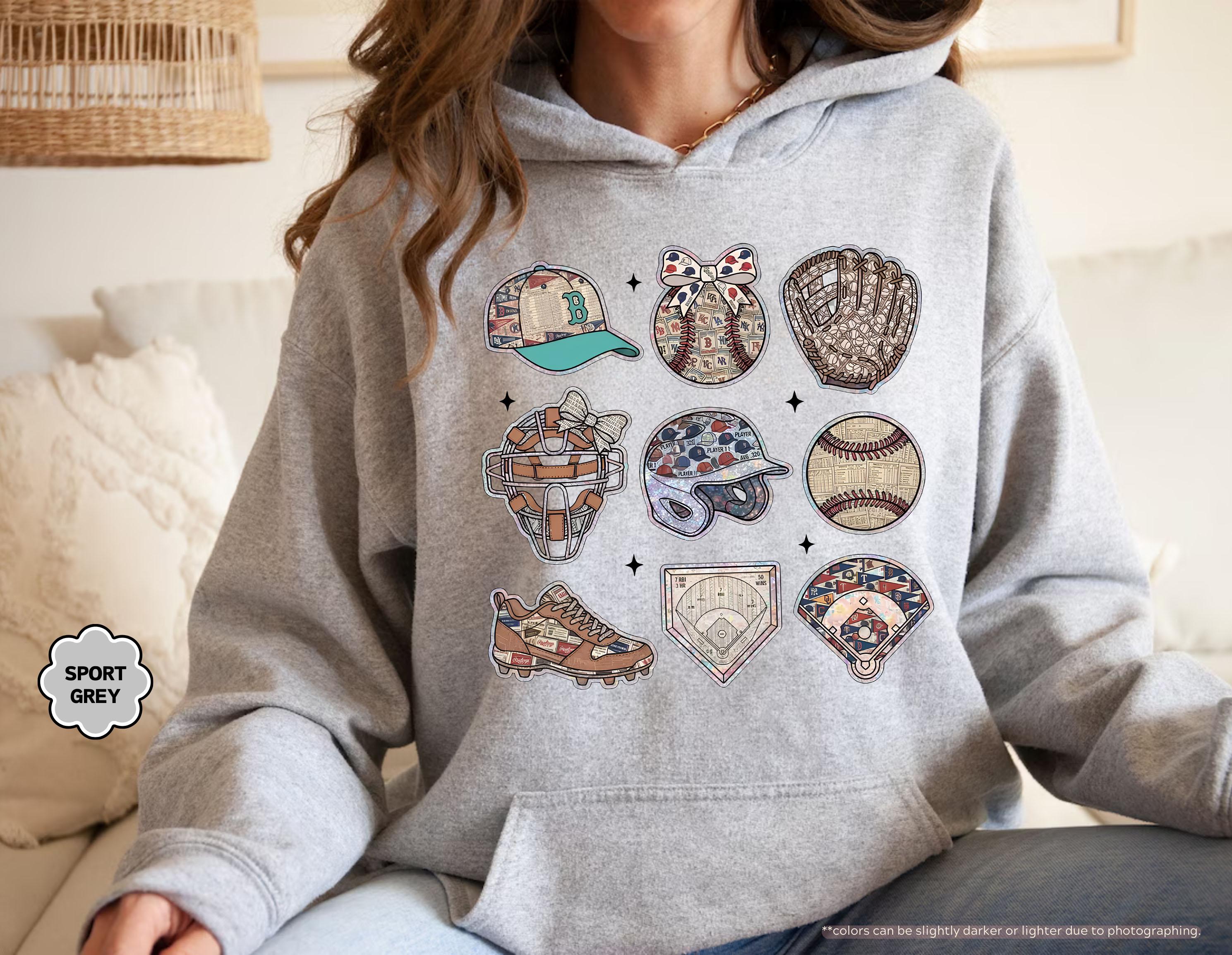Baseball Sweatshirt, Coquette Baseball Bow Hoodie, Game Day Crewneck, Baseball Mom Gift, Baseball Fan Apparel, Baseball Season Sweatshirt