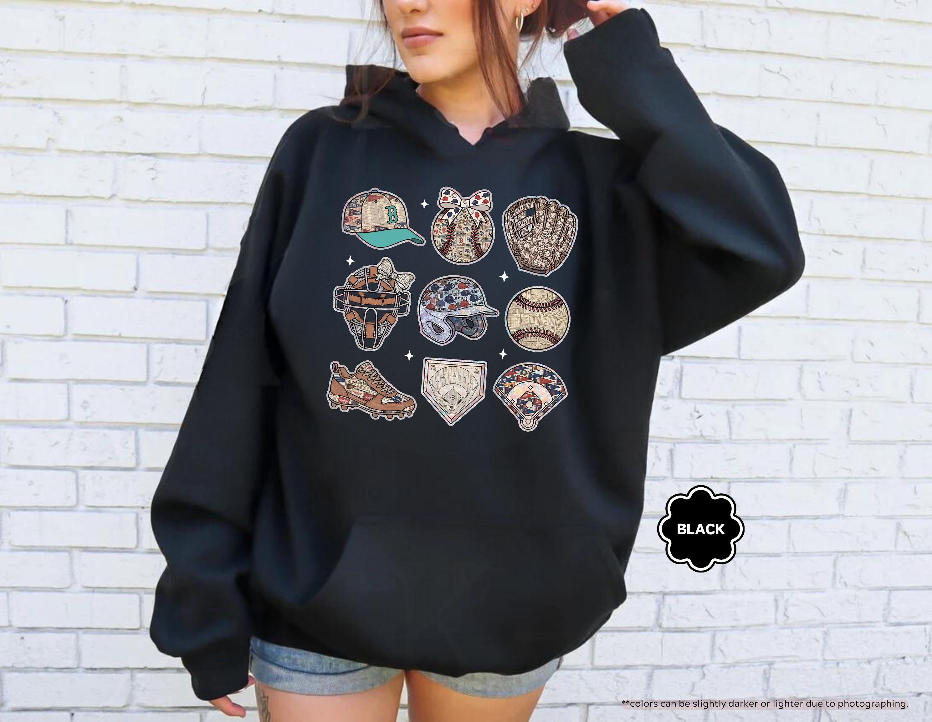 Baseball Sweatshirt, Coquette Baseball Bow Hoodie, Game Day Crewneck, Baseball Mom Gift, Baseball Fan Apparel, Baseball Season Sweatshirt