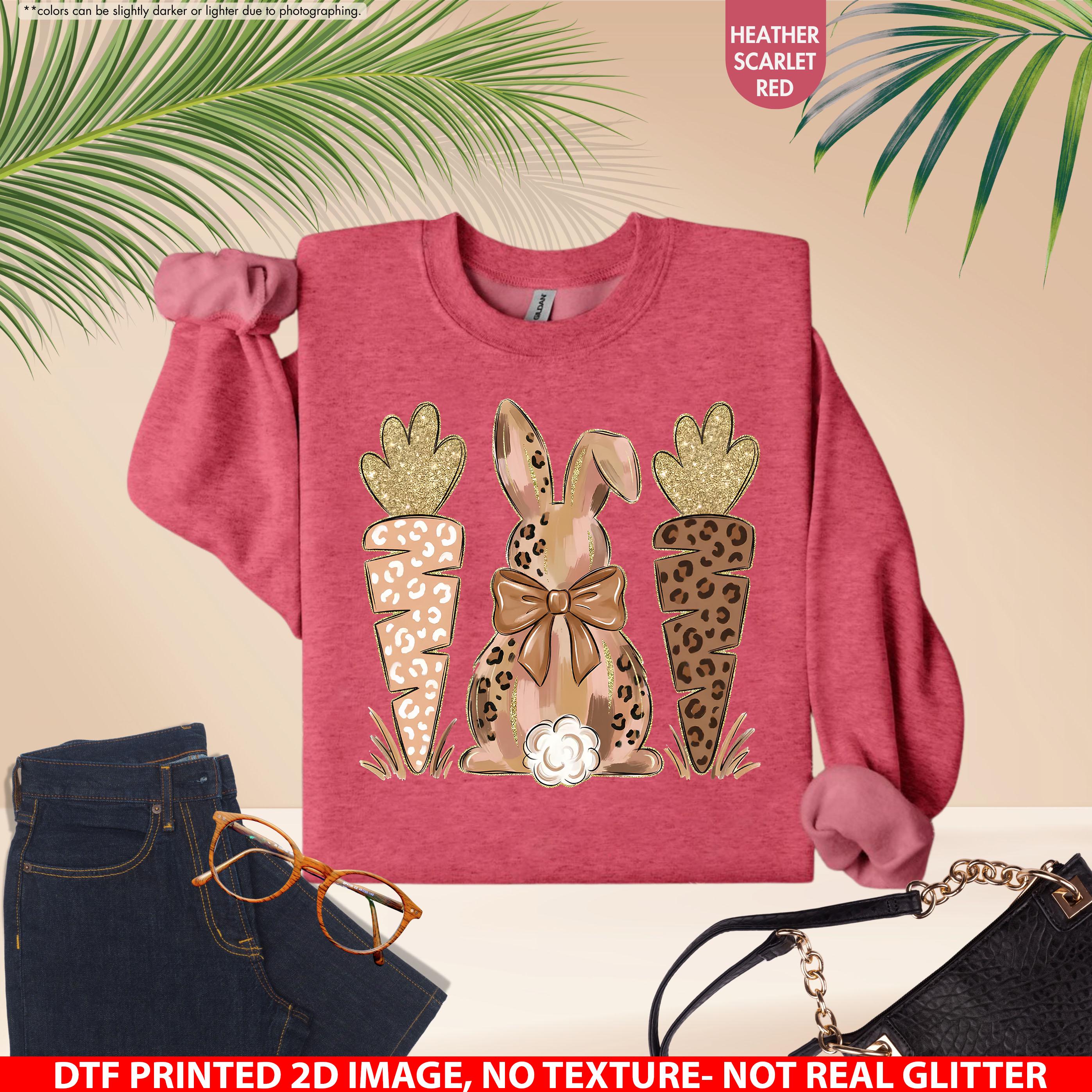 Coquette Easter Bunny Sweatshirt, Leopard Easter Bunny Hoodie, Easter Carrot Crewneck, Preppy Spring Hoodie, Easter Gift, Not Real Glitter