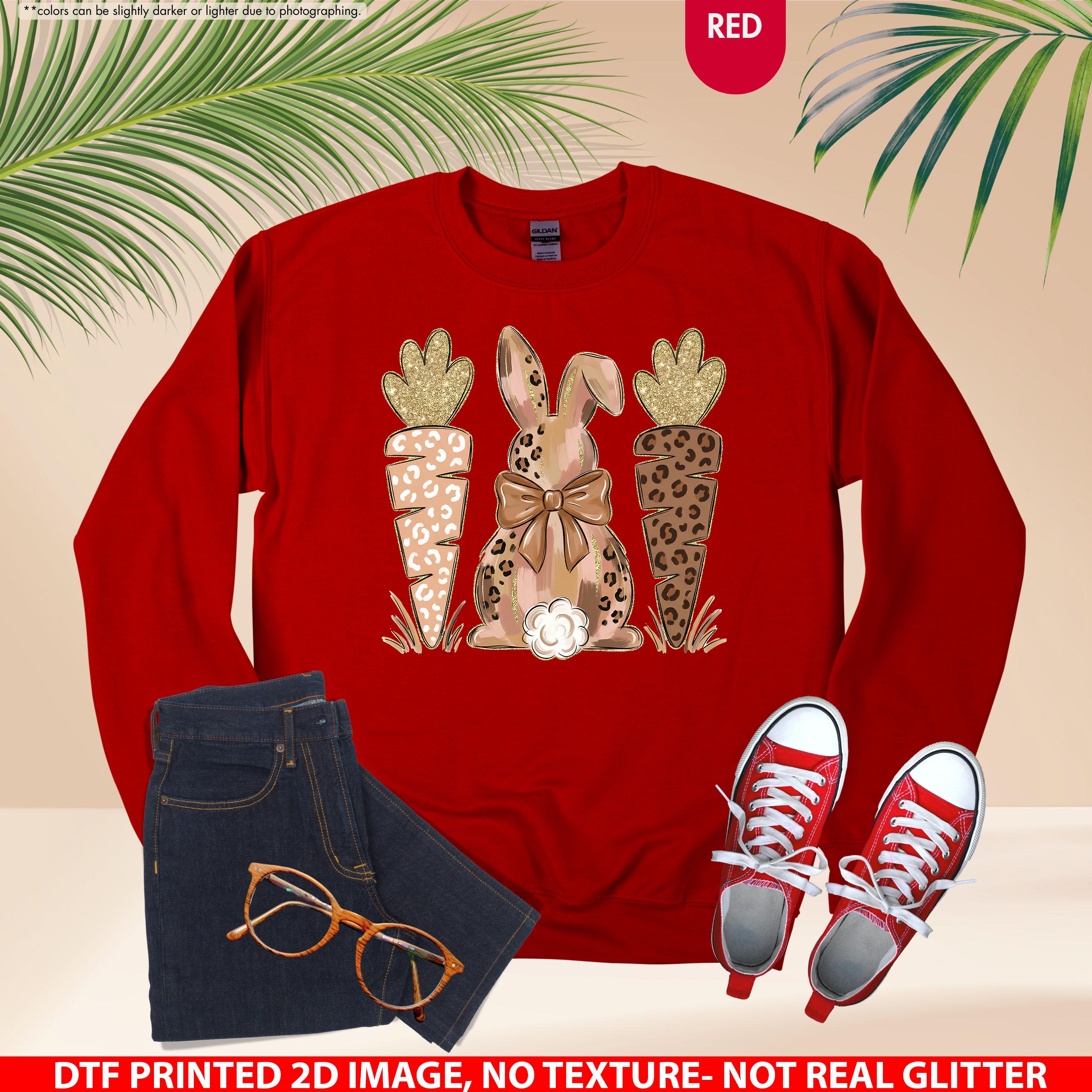 Coquette Easter Bunny Sweatshirt, Leopard Easter Bunny Hoodie, Easter Carrot Crewneck, Preppy Spring Hoodie, Easter Gift, Not Real Glitter