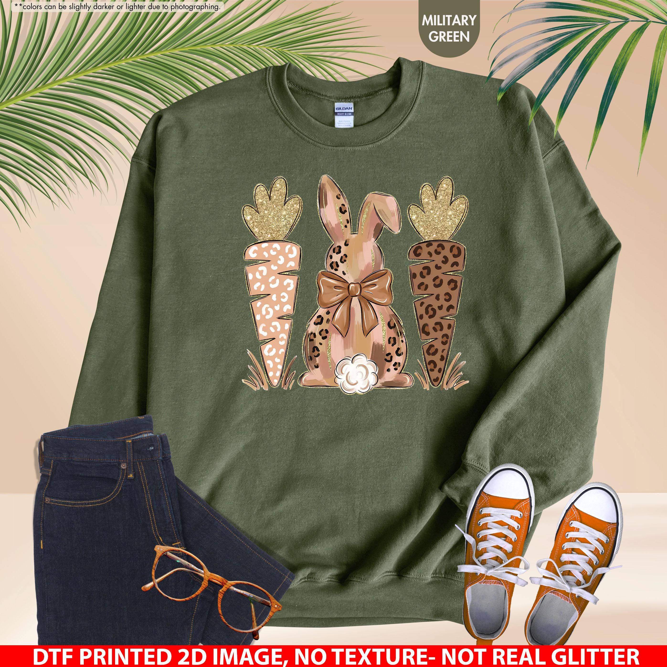 Coquette Easter Bunny Sweatshirt, Leopard Easter Bunny Hoodie, Easter Carrot Crewneck, Preppy Spring Hoodie, Easter Gift, Not Real Glitter