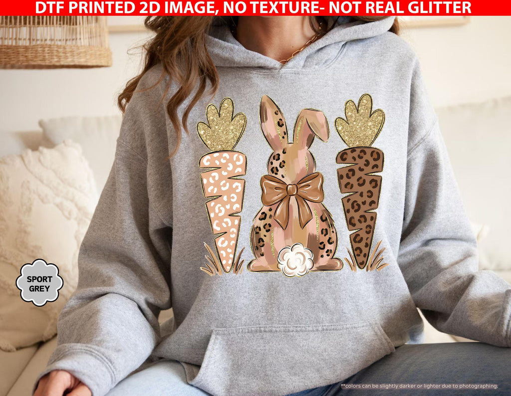 Coquette Easter Bunny Sweatshirt, Leopard Easter Bunny Hoodie, Easter Carrot Crewneck, Preppy Spring Hoodie, Easter Gift, Not Real Glitter