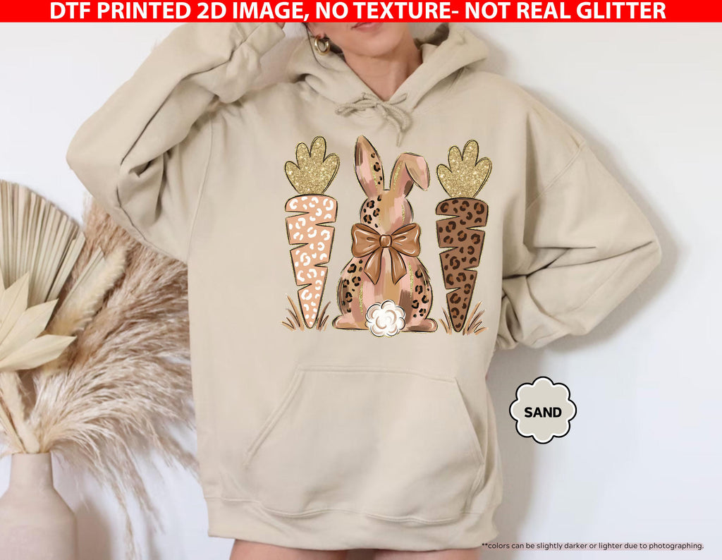 Coquette Easter Bunny Sweatshirt, Leopard Easter Bunny Hoodie, Easter Carrot Crewneck, Preppy Spring Hoodie, Easter Gift, Not Real Glitter