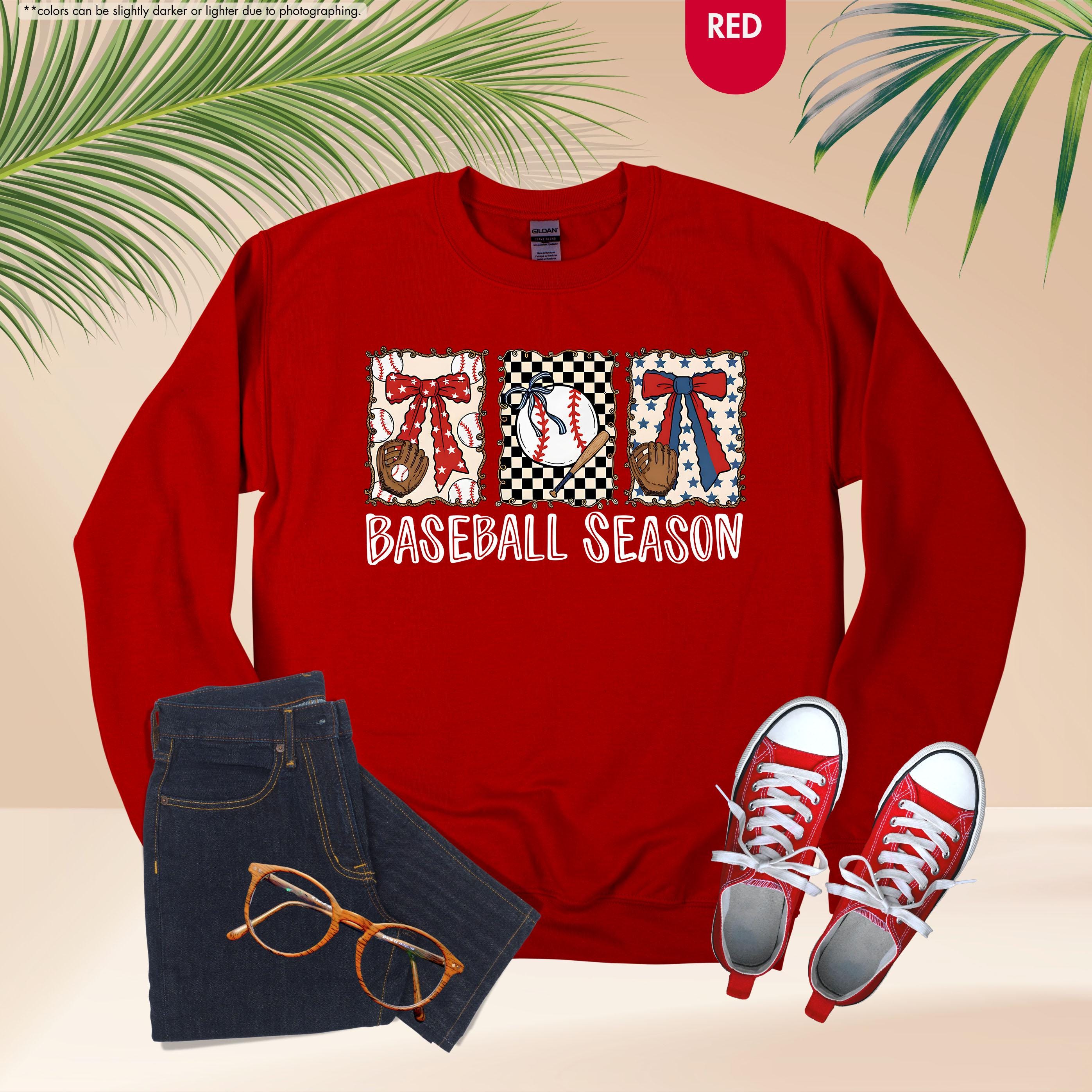 Baseball Season Sweatshirt, Coquette Baseball Hoodie, Gameday Crewneck, Baseball Mom Gift, Baseball Fan Apparel, Baseball Bow Sweatshirt
