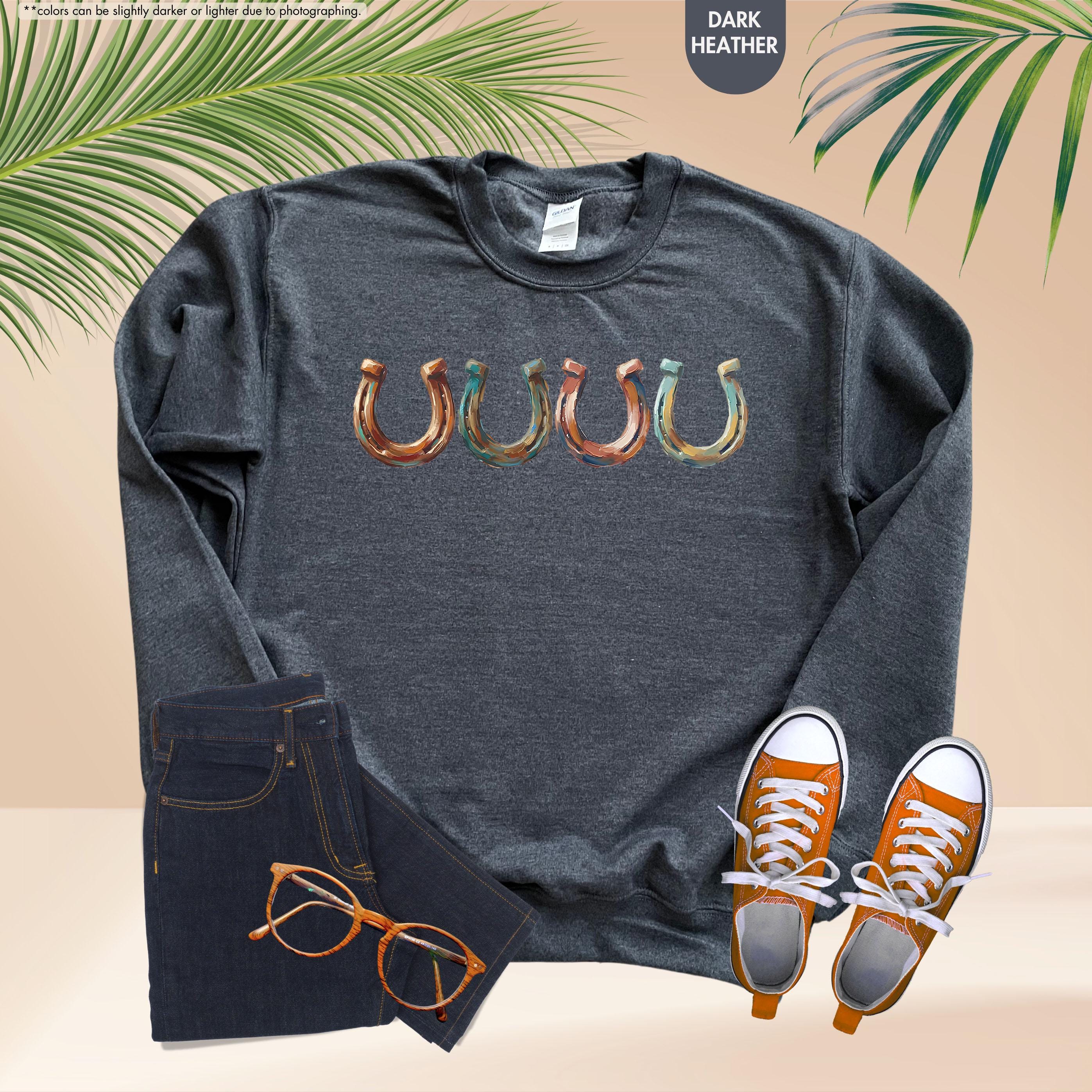 Brushstroke Horseshoe Sweatshirt, Western Cowgirl Hoodie, Horse Lover Crewneck, Equestrian Hoodie, Lucky Horseshoe Apparel, Horse Rider Gift