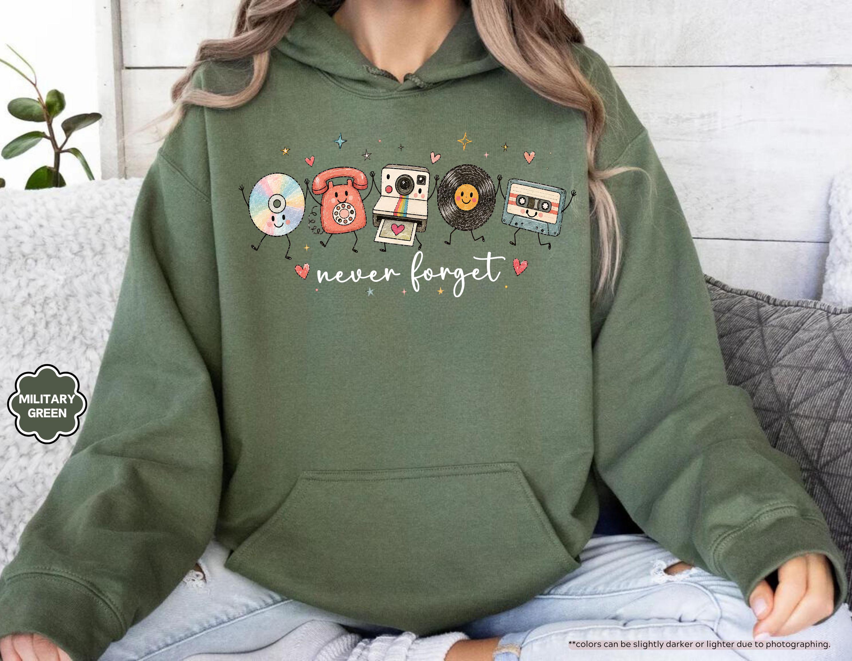 Never Forget Sweatshirt, Nostalgic Technology Hoodie, 90s Lover Crewneck, Music Lover Gift, Born in the 90s Sweatshirt, Music Teacher Gift