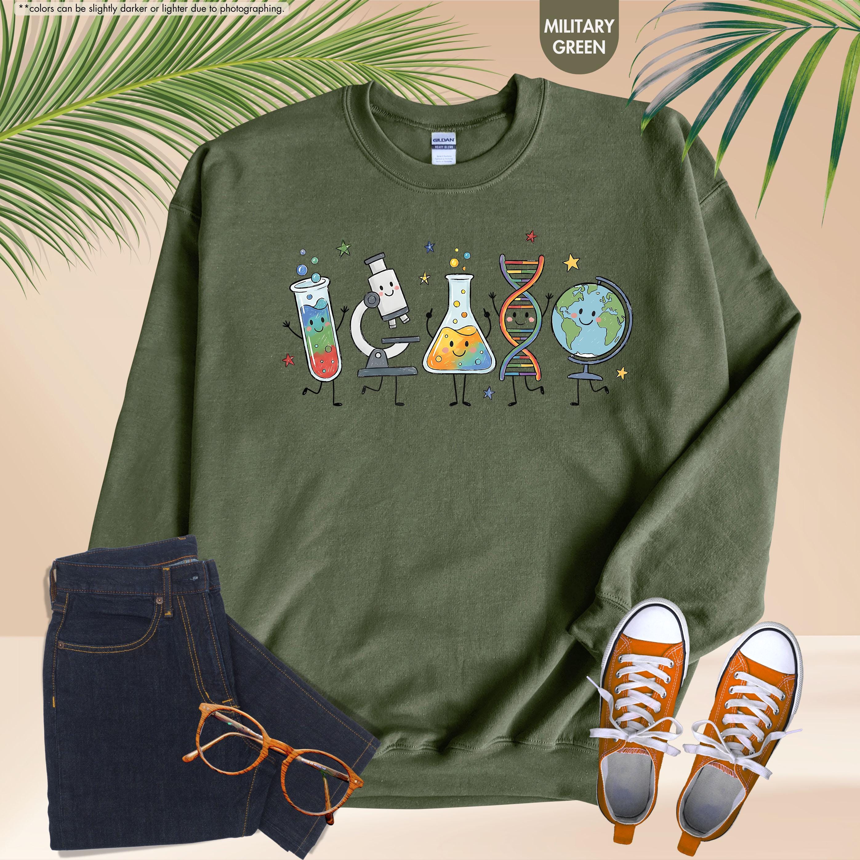Science Teacher Sweatshirt, Science Characters Hoodie, Back To School Teacher Gift, Chemistry Biology Teacher Crewneck, STEM Teacher Hoodie