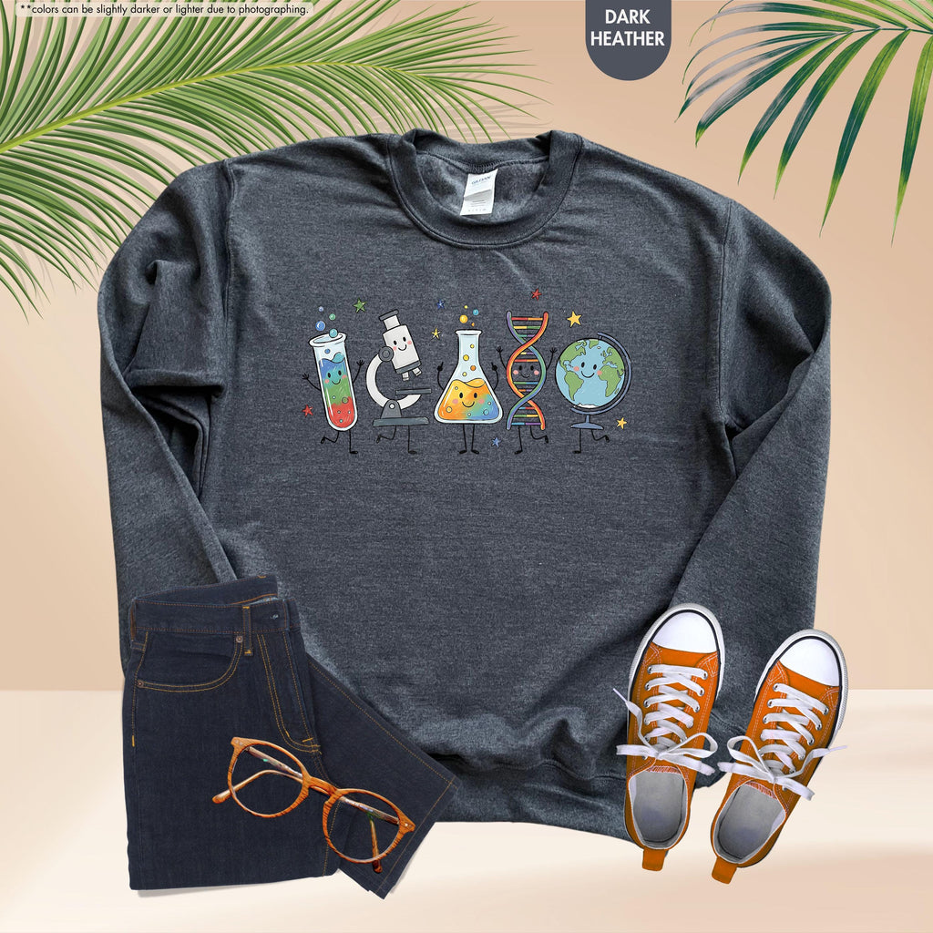 Science Teacher Sweatshirt, Science Characters Hoodie, Back To School Teacher Gift, Chemistry Biology Teacher Crewneck, STEM Teacher Hoodie