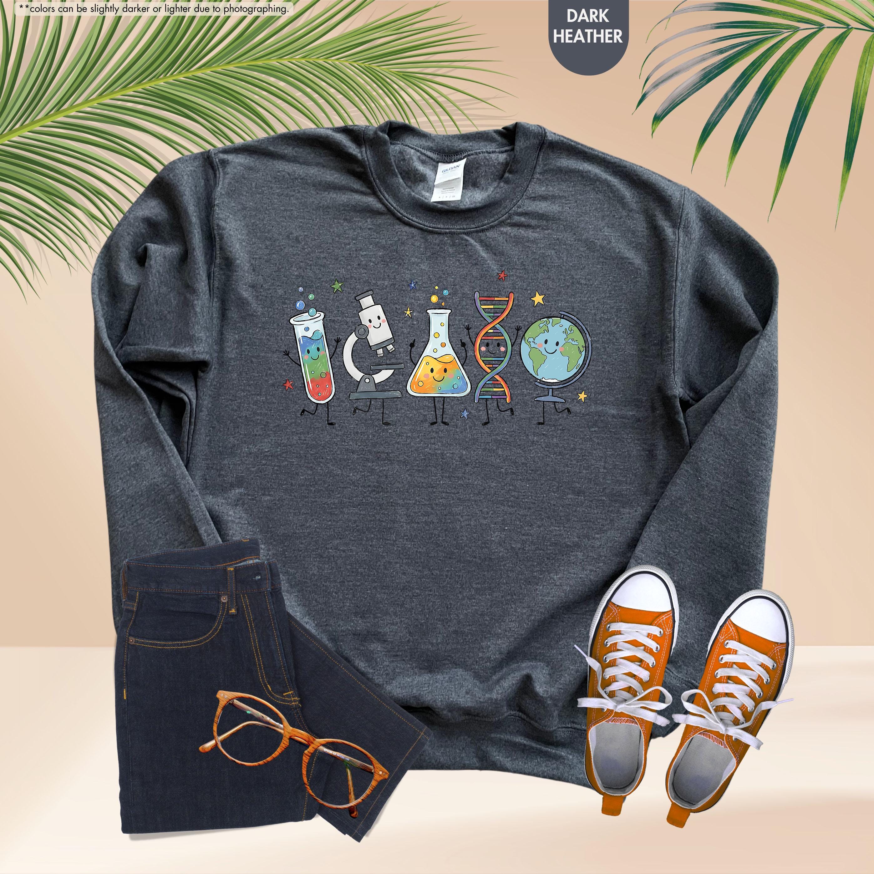 Science Teacher Sweatshirt, Science Characters Hoodie, Back To School Teacher Gift, Chemistry Biology Teacher Crewneck, STEM Teacher Hoodie