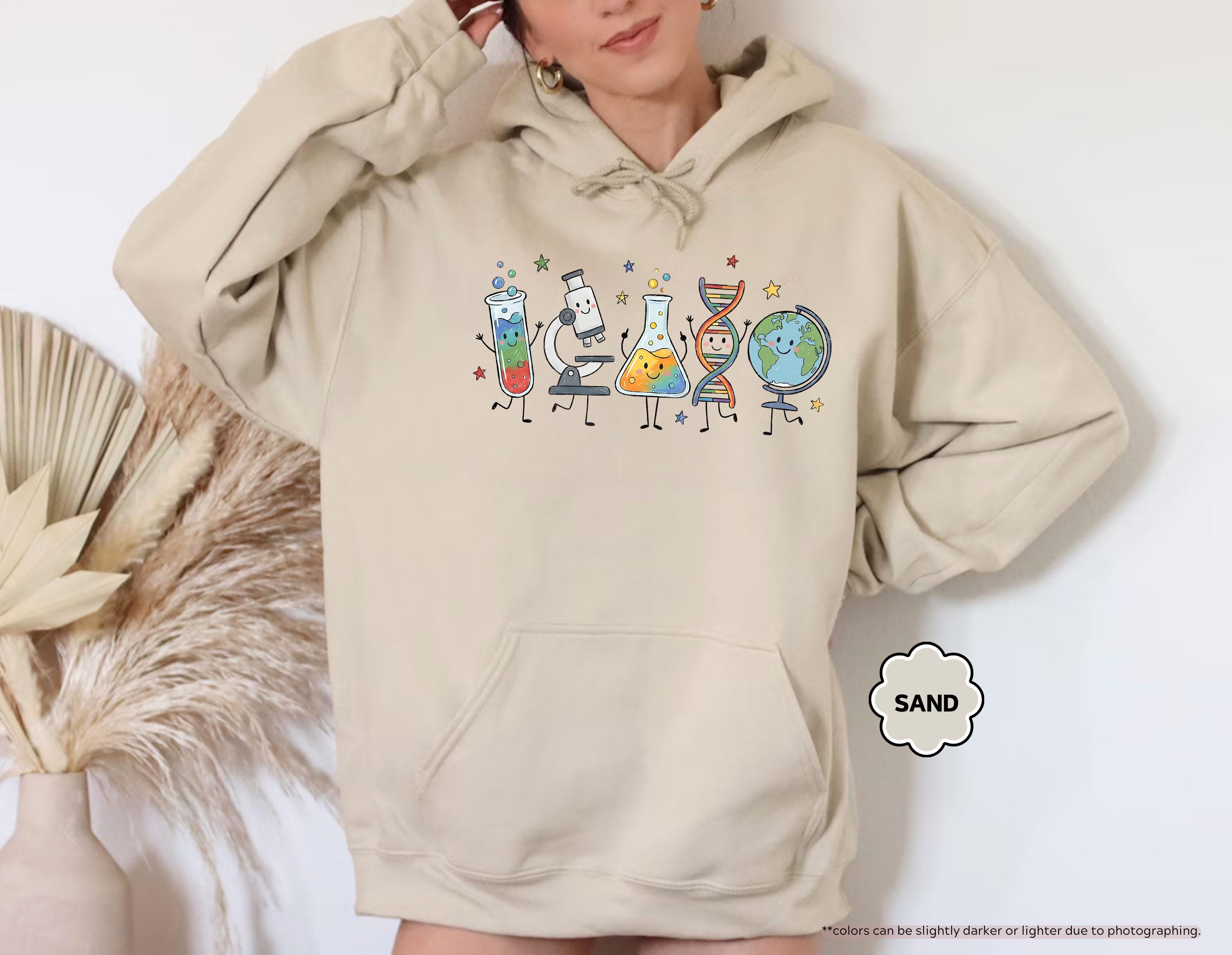 Science Teacher Sweatshirt, Science Characters Hoodie, Back To School Teacher Gift, Chemistry Biology Teacher Crewneck, STEM Teacher Hoodie
