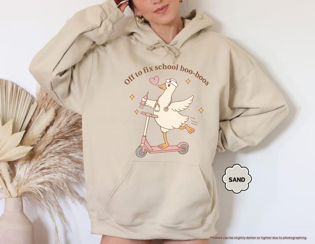 School Nurse Sweatshirt, Off To Fix School Boo-Boos Hoodie, School Nurse Gift, Pediatric Nurse Crewneck, Elementary School Nurse Sweatshirt