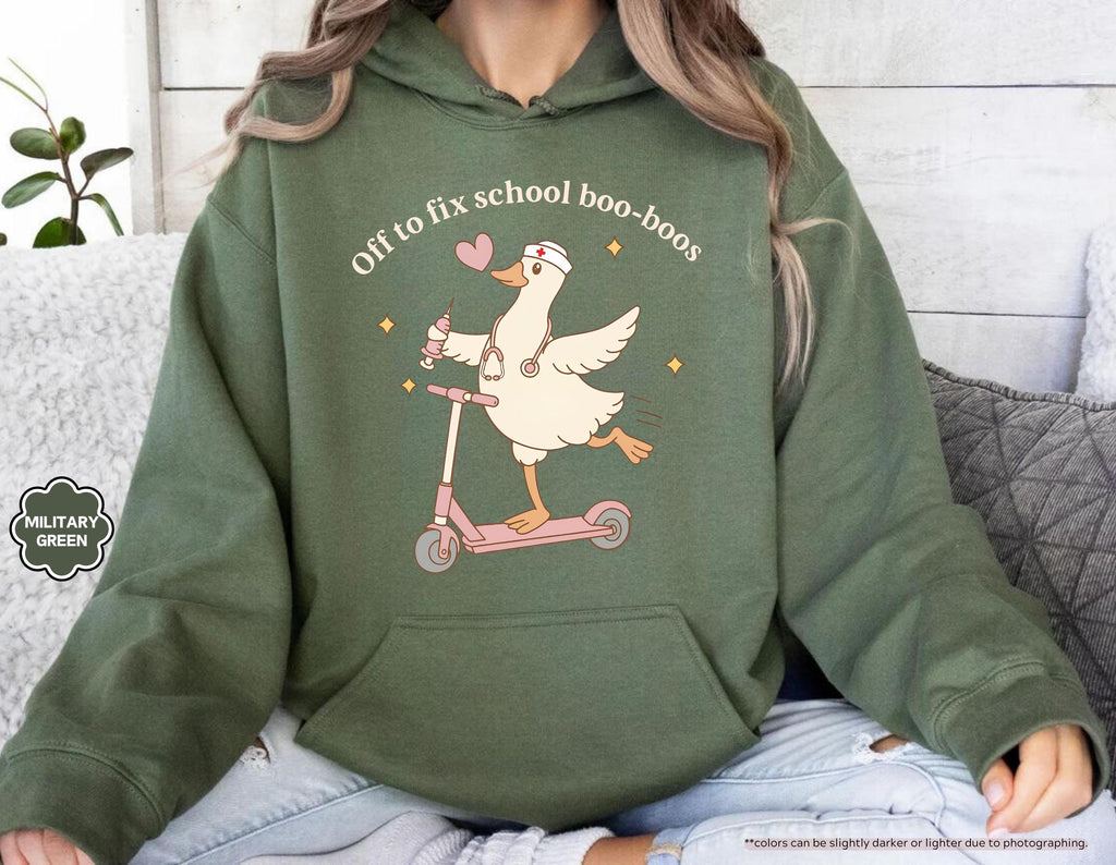 School Nurse Sweatshirt, Off To Fix School Boo-Boos Hoodie, School Nurse Gift, Pediatric Nurse Crewneck, Elementary School Nurse Sweatshirt