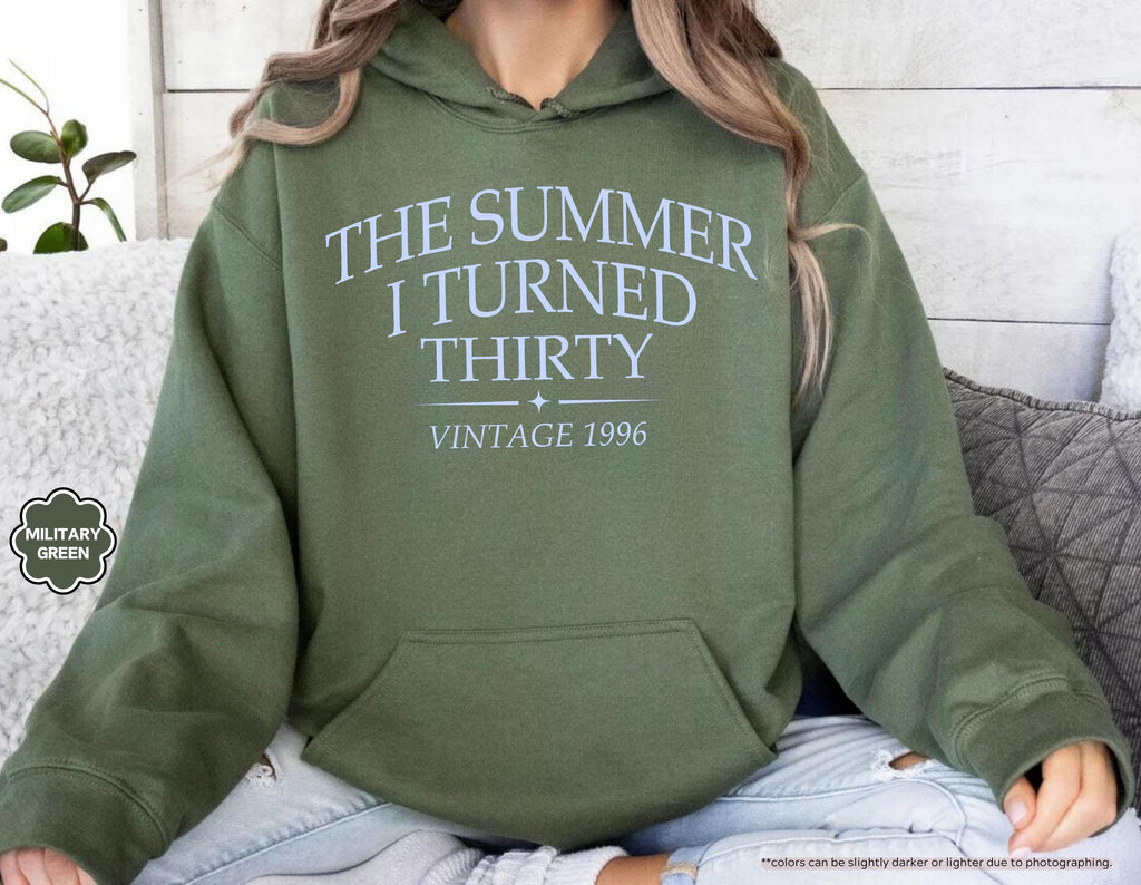 The Summer I Turned Thirty Sweatshirt, 30th Birthday Hoodie, Vintage 1996 Crewneck, 30 Year Old Birthday Sweatshirt, Dirty 30 Gift Hoodie