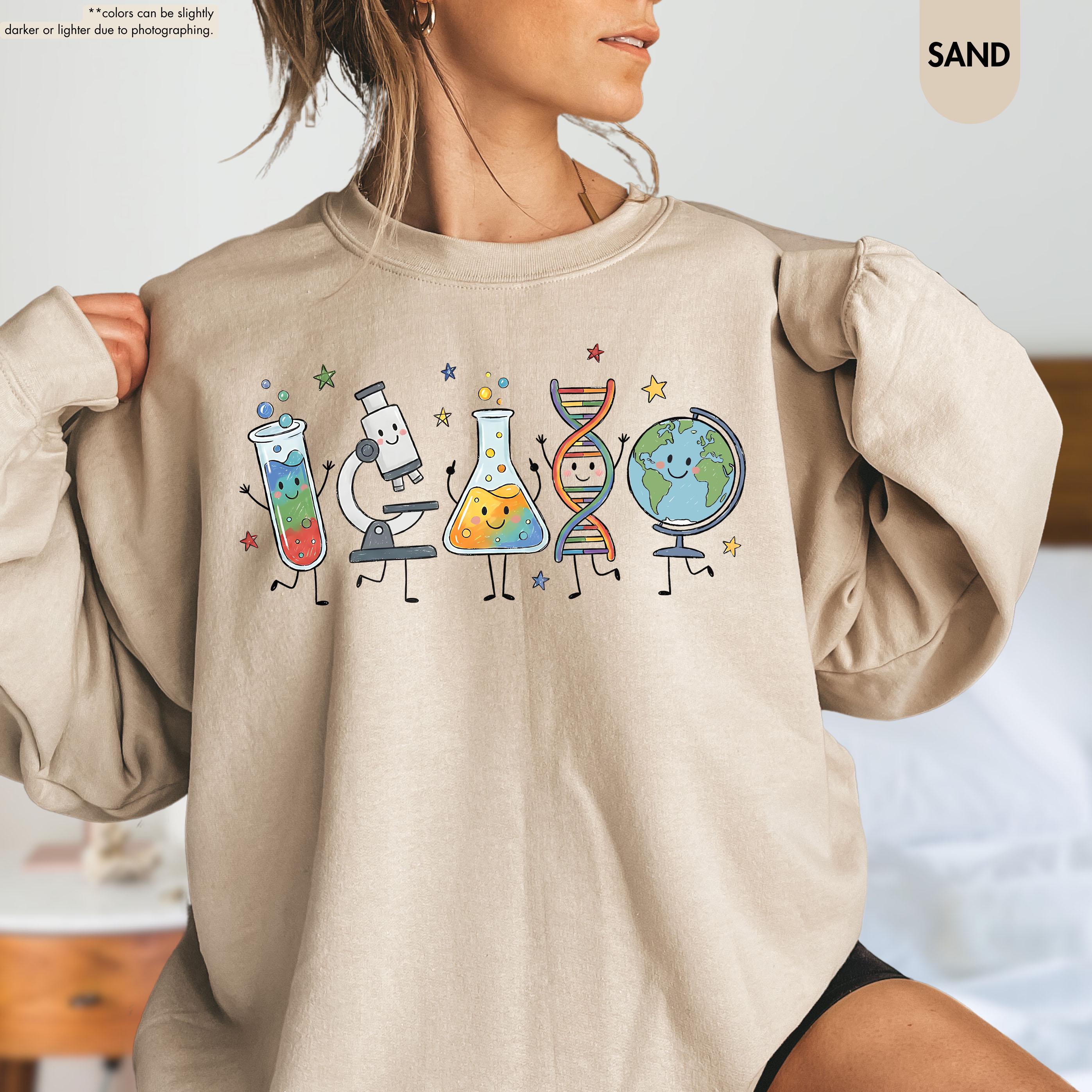 Science Teacher Sweatshirt, Science Characters Hoodie, Back To School Teacher Gift, Chemistry Biology Teacher Crewneck, STEM Teacher Hoodie