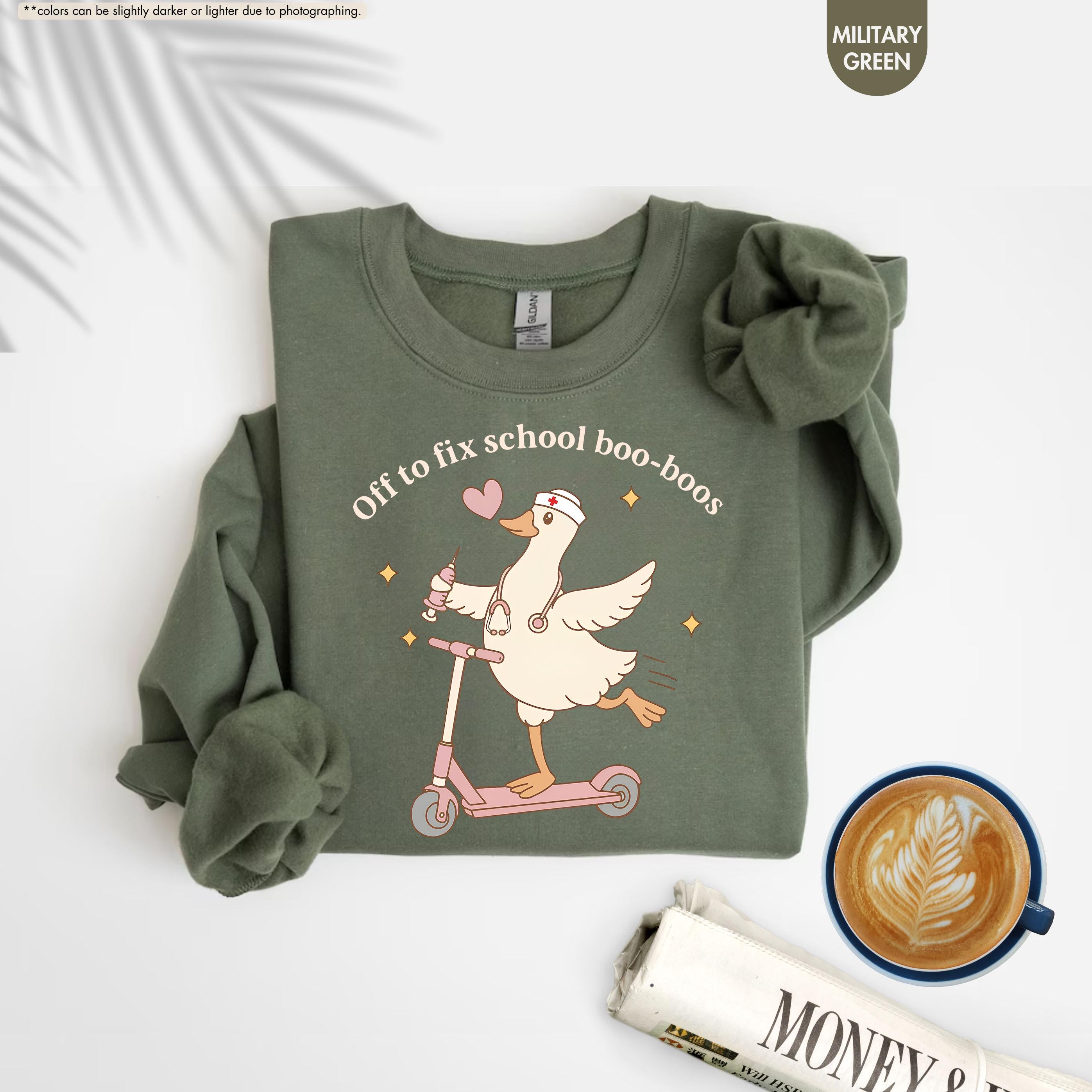 School Nurse Sweatshirt, Off To Fix School Boo-Boos Hoodie, School Nurse Gift, Pediatric Nurse Crewneck, Elementary School Nurse Sweatshirt