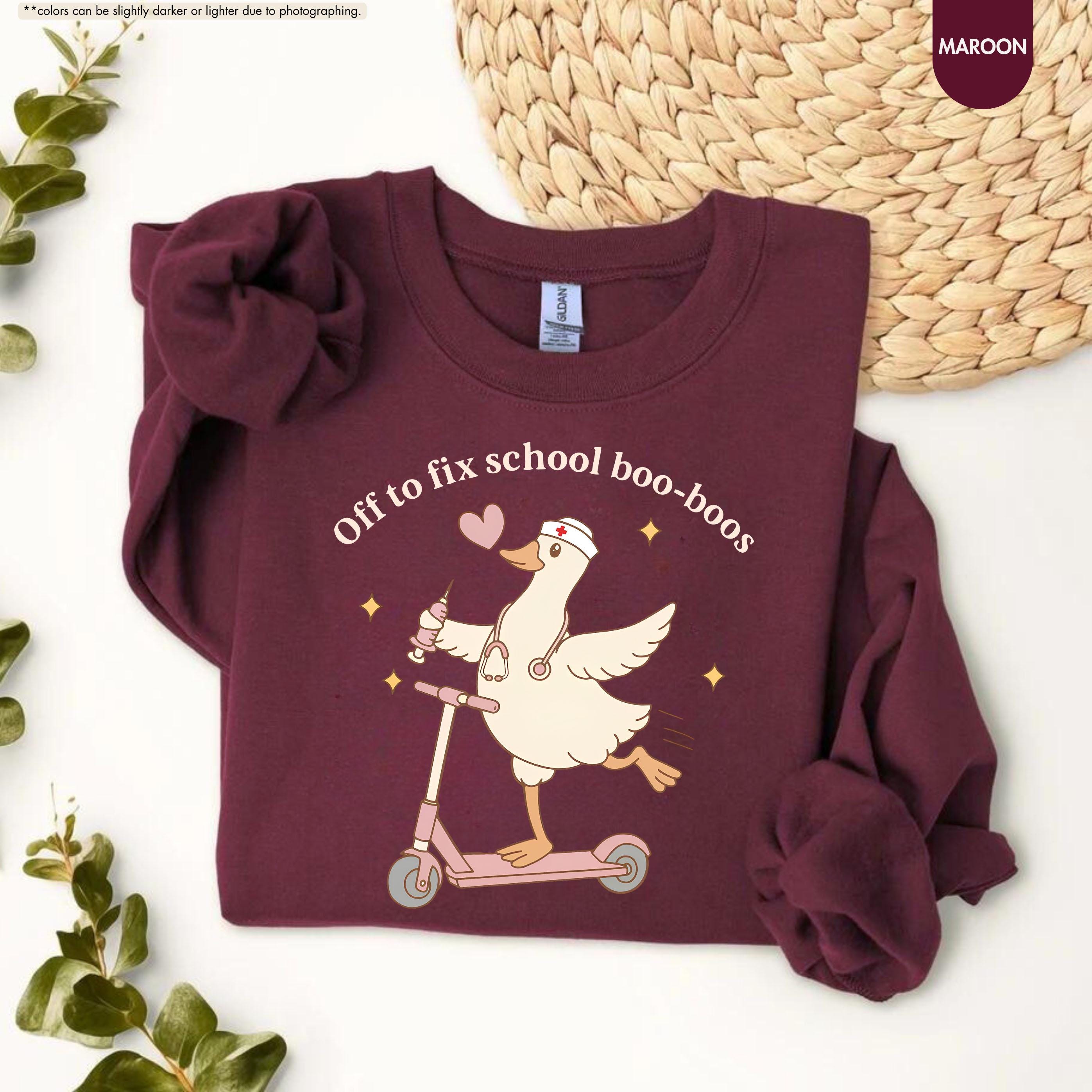 School Nurse Sweatshirt, Off To Fix School Boo-Boos Hoodie, School Nurse Gift, Pediatric Nurse Crewneck, Elementary School Nurse Sweatshirt