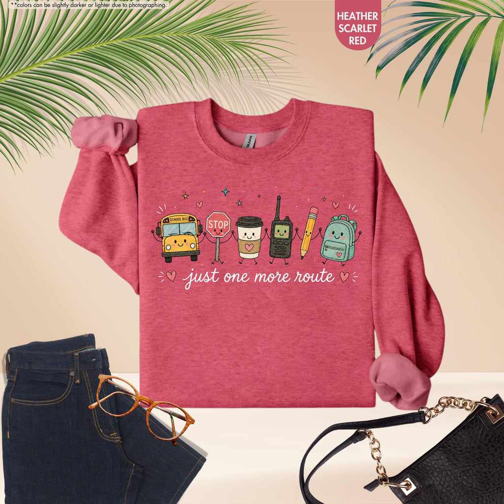 School Bus Driver Sweatshirt, Just One More Route Hoodie, School Bus Monitor Sweatshirt, Back To School Driver Crewneck, School Bus Staff